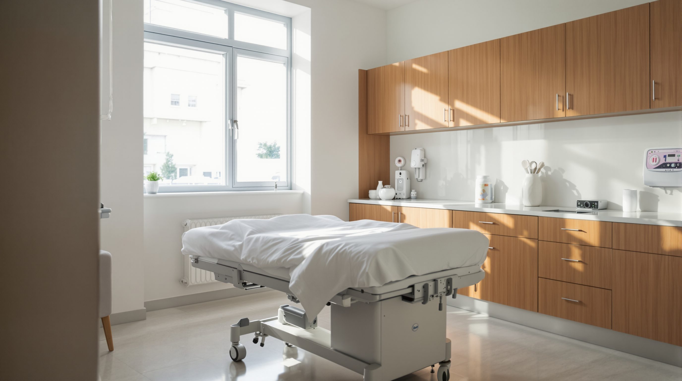 Minimalist exam room with natural light